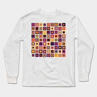 Abstract Square Geometric | Pop Fashion Modern Fusion Layered Black Red Yellow Long Sleeve T-Shirt